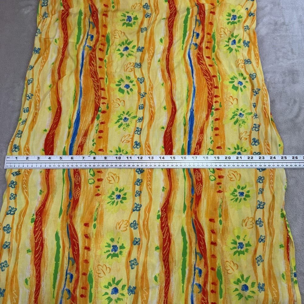 Vtg Big Hed Designs Dress Womens XL Yellow Floral Maxi Sundress Beach Funky Lady - Picture 9 of 12